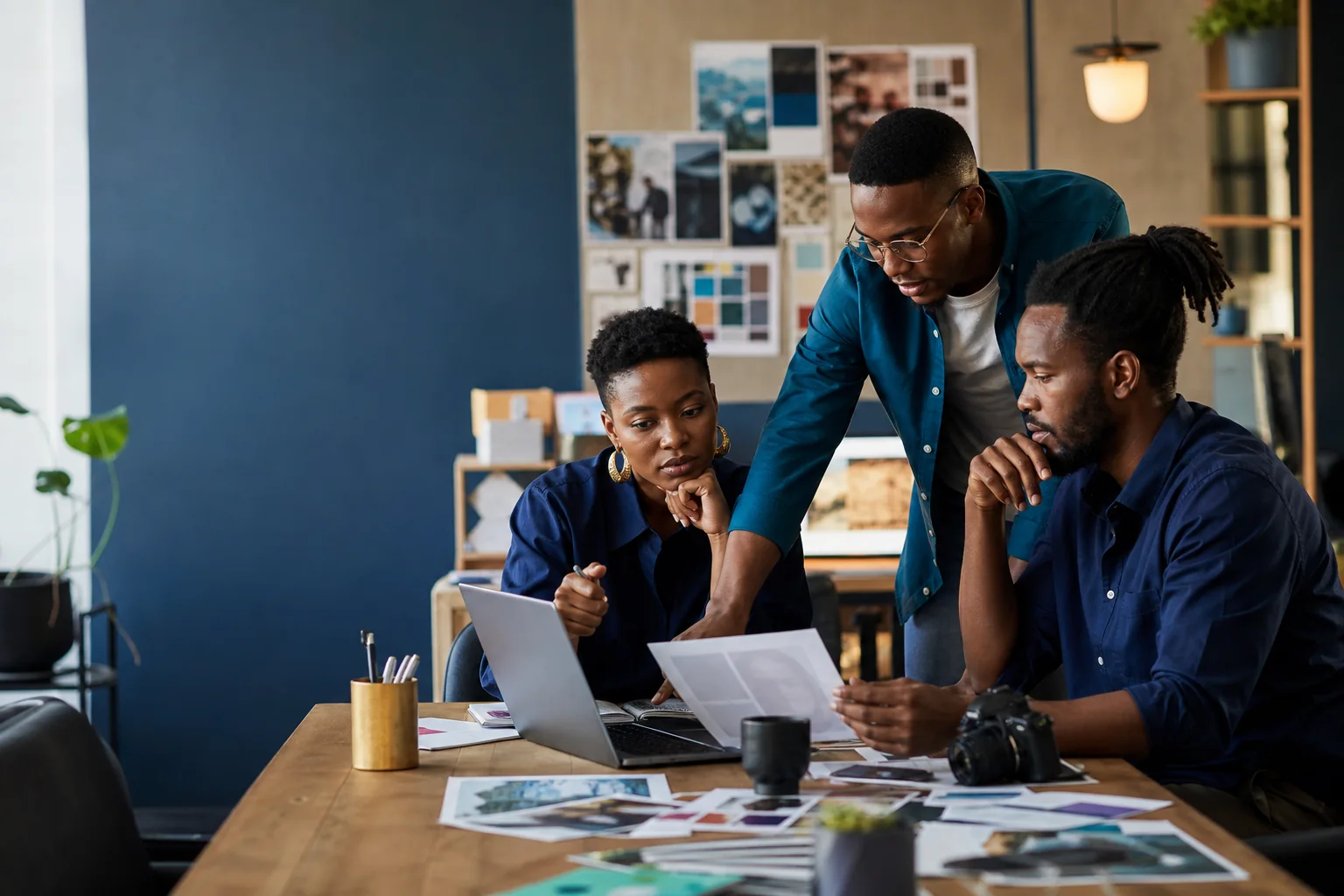 Black African designers developing a consistent business brand system