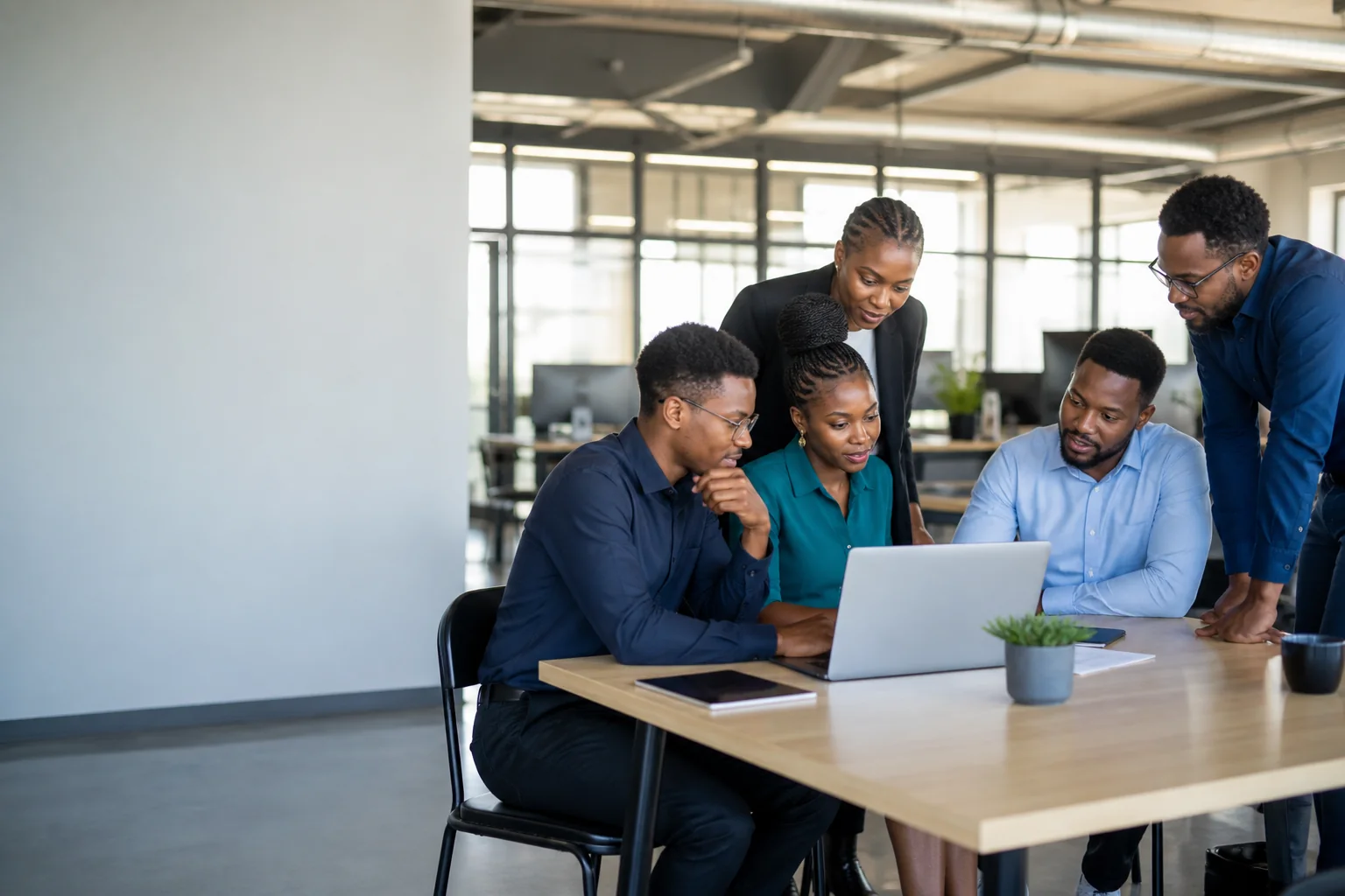 African technology team planning a customer project