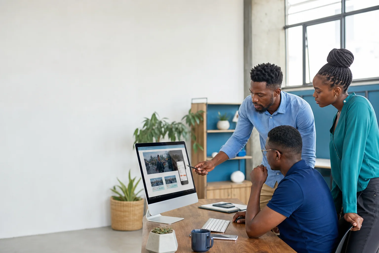 African web professionals reviewing a responsive business website